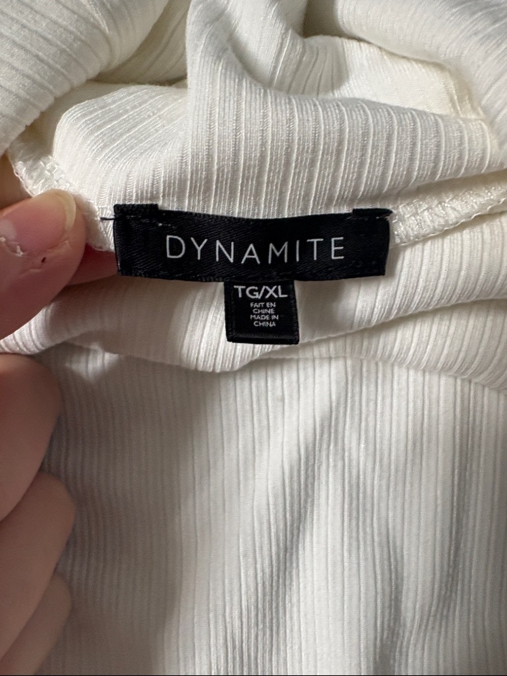 Dynamite white Ribbed turtleneck top - Picture 3 of 5